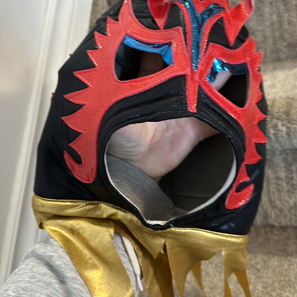 BLACK RED mask wrestling mask luchador costume wrestler lucha libre mexican mask